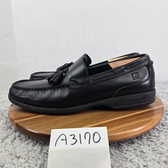 Sperry Top Sider Black Leather Tassel Casual Daily Driving Moc Loafer Mens 11 M - Picture 1 of 13
